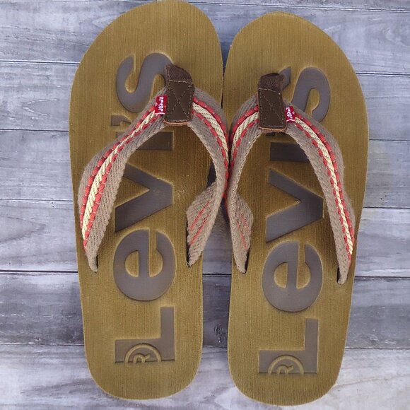 SIZE 12. Levi\'s Kyle casual thong canvas flip-flop men\'s sandals. main image 11